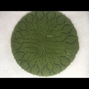 Olive green knit beret